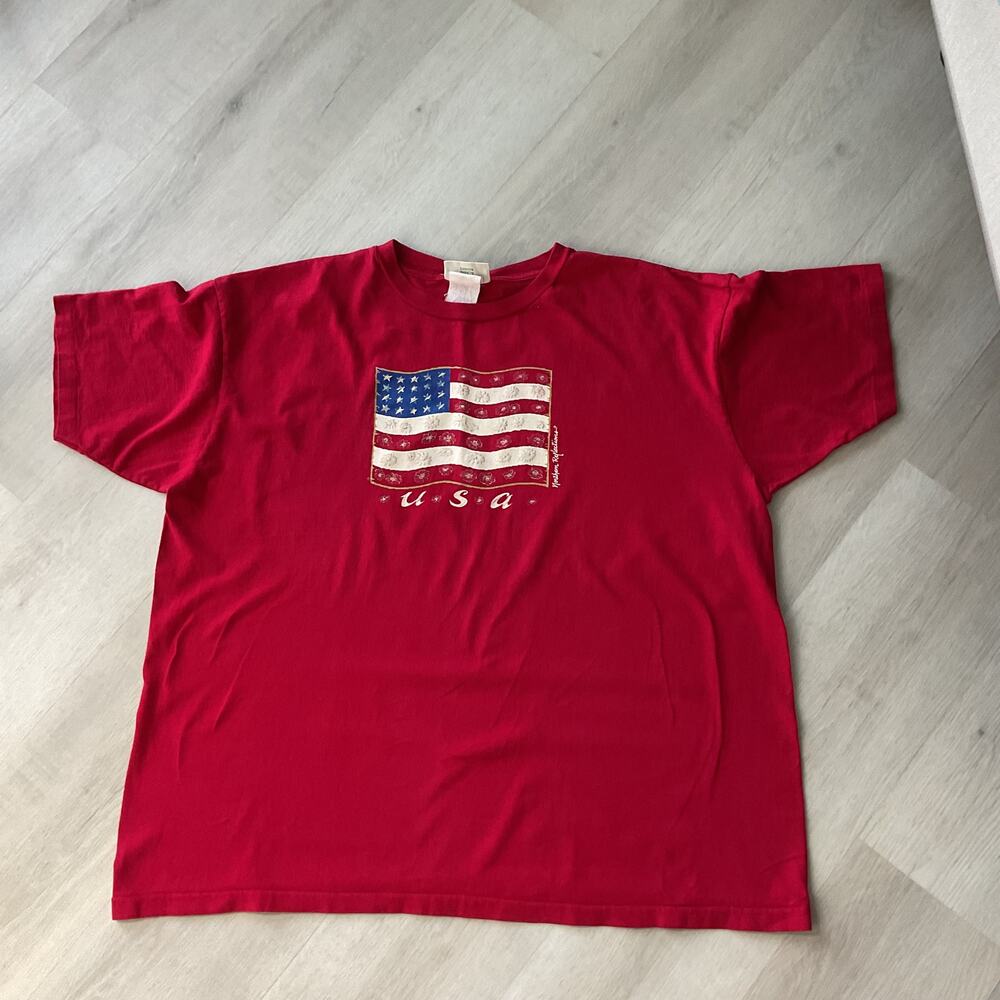 Cottage Essentials USA Northern Reflections Womens Red T Shirt XL